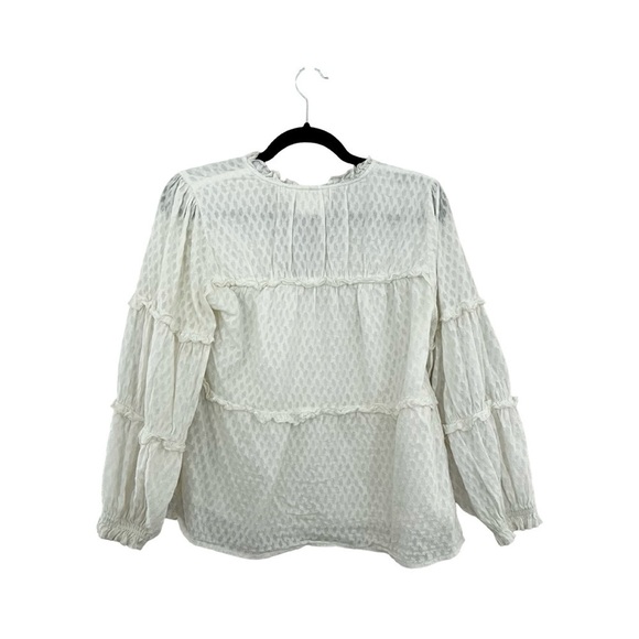 ANTHROPOLOGIE MAEVE Angela Ruffle Peasant Blouse White 100% Sz S - Picture 3 of 8